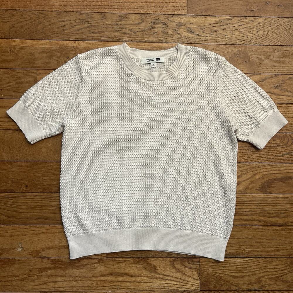 Uniqlo Comptoir Des Cotonniers Knit Sweater Top Cream Short Sleeve Medium